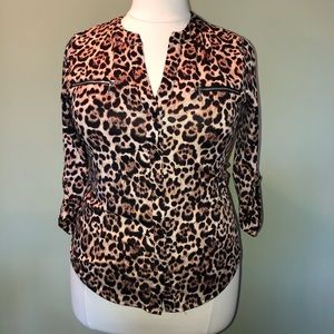 Always Indigo animal print blouse large